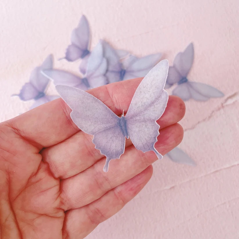Edible Wafer Cake Cupcake Topper | Lilac Purple Butterfly Butterflies - Set of 15