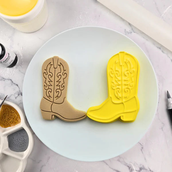 Western Boot Cowboy Cutter & Embosser Cookie Fondant Set