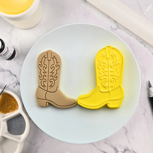 Western Boot Cowboy Cutter & Embosser Cookie Fondant Set