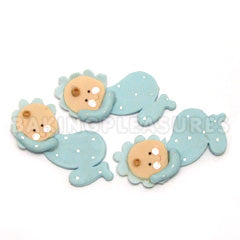 Baby in Pajamas Blue Porcelain Toppers 3pcs
