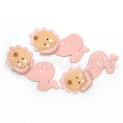 Baby in Pajamas Pink Porcelain Toppers 3pcs