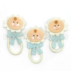 Baby Rattles Blue Porcelain Toppers 3pcs