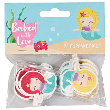 Baked with Love Mermaid Cupcake Picks 24pcs