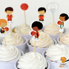 Basketball Paper Cupcake Picks 24pcs