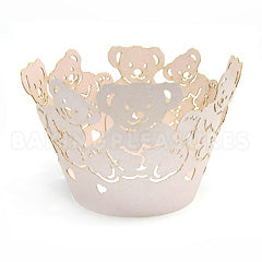 Bear Pearl Pink Lace Cupcake Wrappers 12pcs