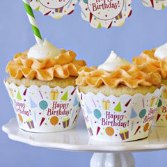 Birthday Party Hats Cupcake Wrappers 12pcs