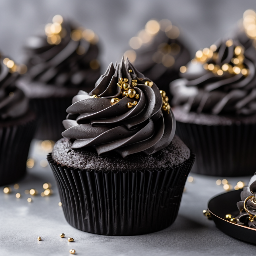 Medium BLACK Foil Baking Cups (50 pack) - 44mm Base