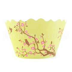 Blossom Bird Lime Cupcake Wrappers 12pcs
