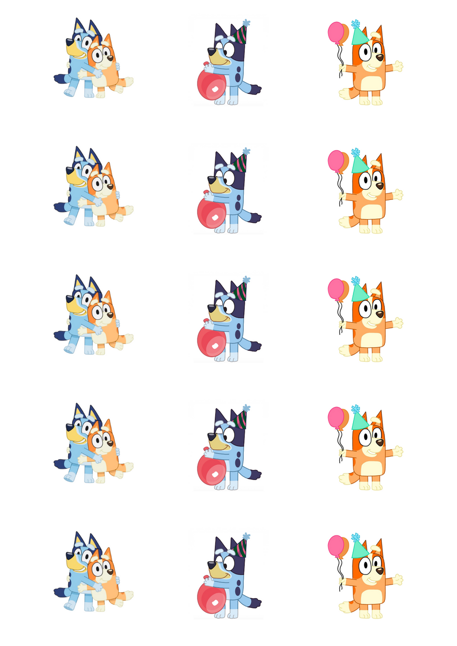 2"/ 5 cm Cupcake Edible Icing Image - Party Blue Dog