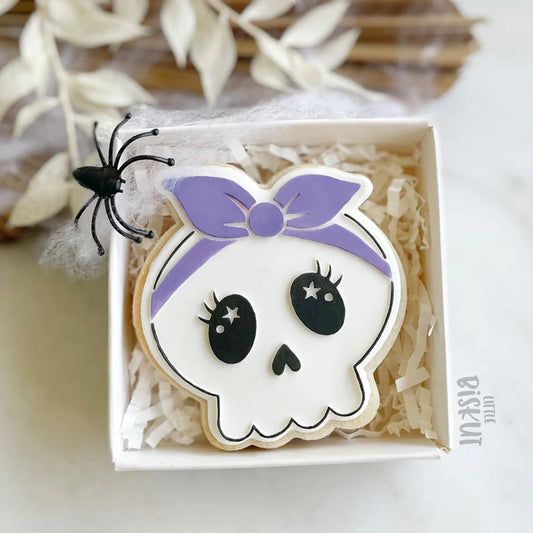 Skull with Bow Cutter & Debosser Set (Little Biskut) - Large
