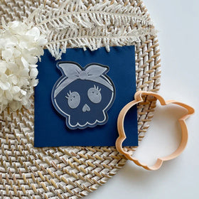 Skull with Bow Cutter & Debosser Set (Little Biskut) - Large