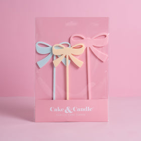 Milkshake Mixed Pastel Bows Cake Topper 3 pack