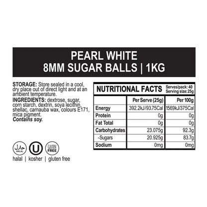 BULK Sprinkd 8mm Sugar Pearl White Sprinkles 1kg