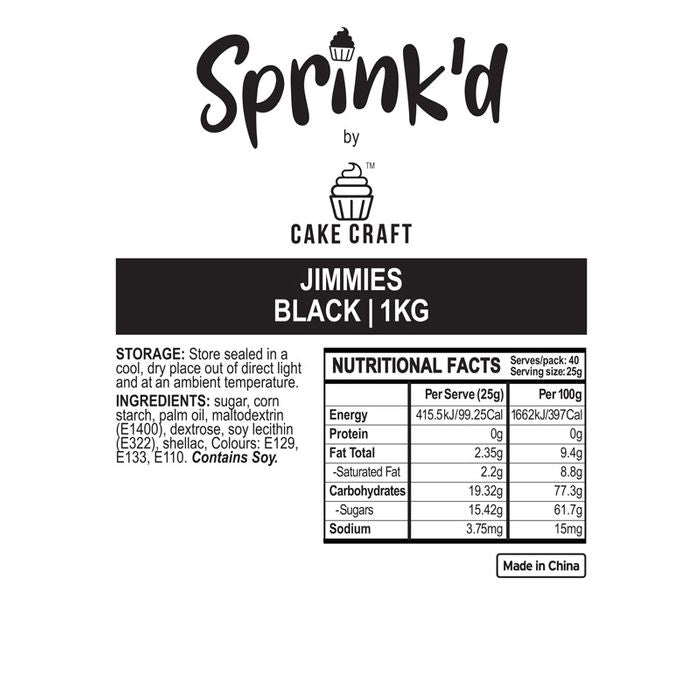 BULK Sprinkd Black Jimmies Sprinkles 1kg