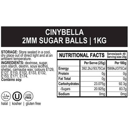 BULK Sprinkd Cinybella Nonpareils 2mm Sprinkles 1kg