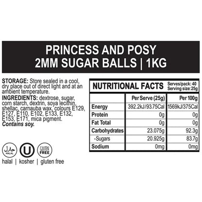 BULK Sprinkd Princess Posy Nonpareils 2mm Sprinkles 1kg