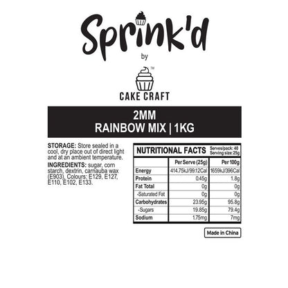 BULK Sprinkd Rainbow Nonpareils 2mm Sprinkles 1kg