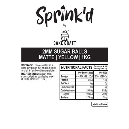 BULK Sprinkd Yellow Nonpareils 2mm Sprinkles 1kg