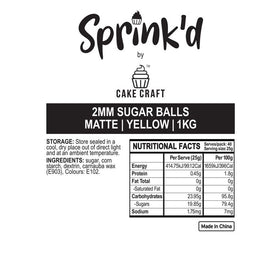 SPRINK'D | SUGAR BALLS | YELLOW | 2MM | 500G