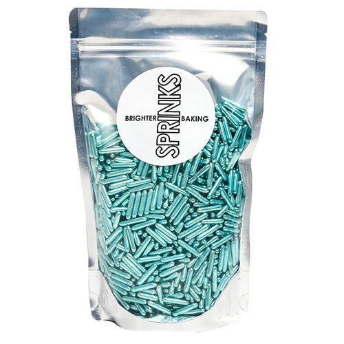 BULK Sprinks Metallic Aqua Blue Rods Sprinkles 500g