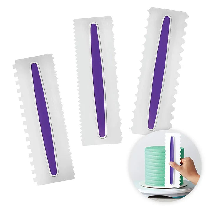 Tall Pattern Icing Scraper Buttercream Comb Set 3pcs