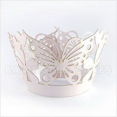 Butterfly Pearl Pink Lace Cupcake Wrappers 12pcs