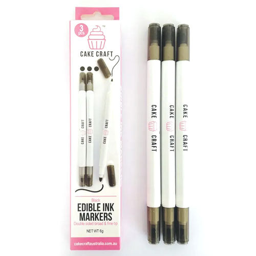 Cake Craft Edible Food Pen Markers Black 3 Pack