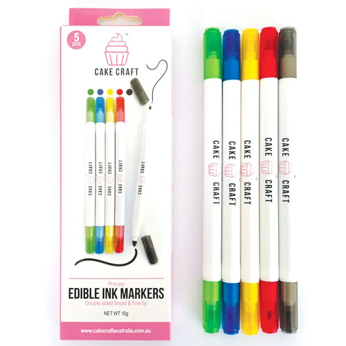 Cake Craft Edible Food Pen Markers Primary 5 Pack