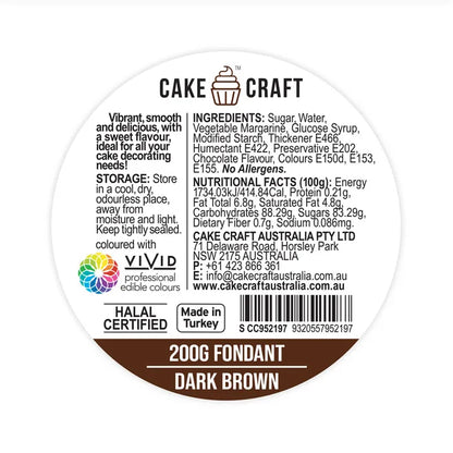 Cake Craft Fondant Icing Dark Brown 200g