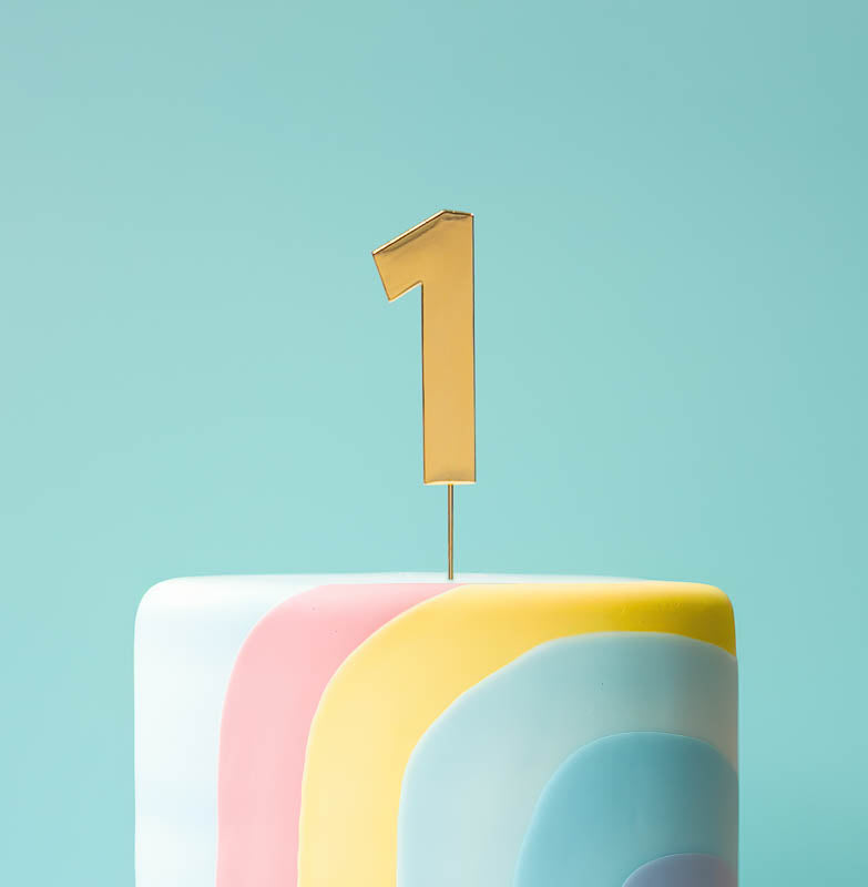 BOLD  Cake Topper (7cm) - GOLD NUMBER 1