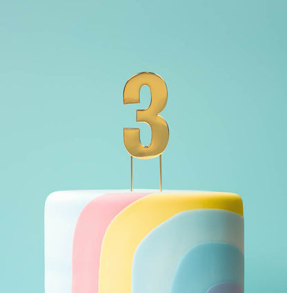BOLD  Cake Topper (7cm) - GOLD NUMBER 3