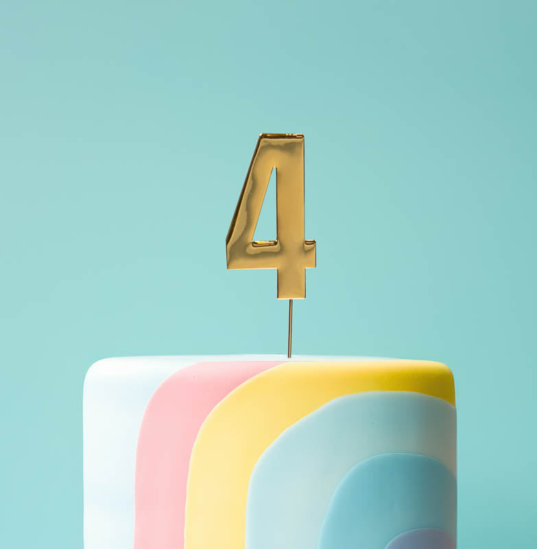 BOLD  Cake Topper (7cm) - GOLD NUMBER 4