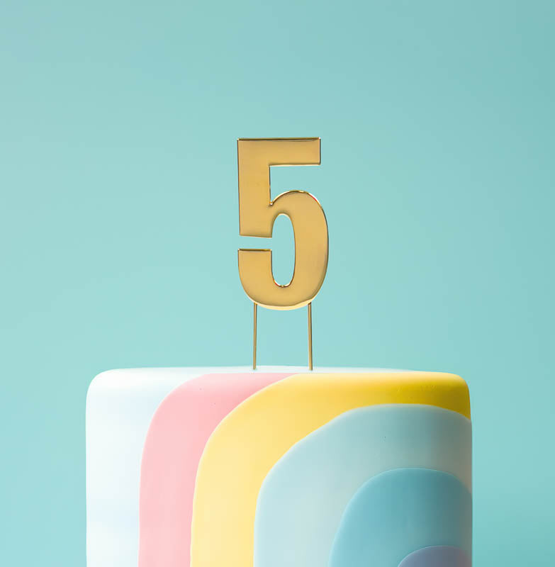 BOLD  Cake Topper (7cm) - GOLD NUMBER 5