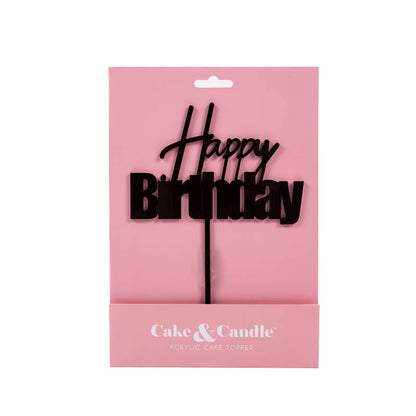 FUN Happy Birthday Cake Topper - BLACK