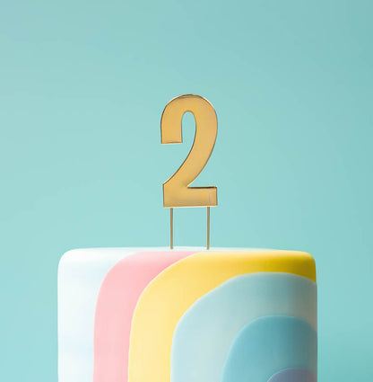 BOLD  Cake Topper (7cm) - GOLD NUMBER 2