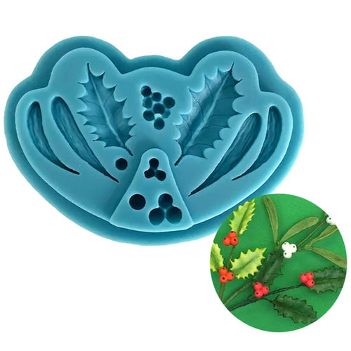 Christmas Holly & Berries Silicone Mould