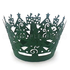 Christmas Tree Green Lace Cupcake Wrappers 12pcs