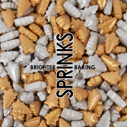 BULK Sprinks All I Want For Christmas Gold & Silver Tree Sprinkles 500g