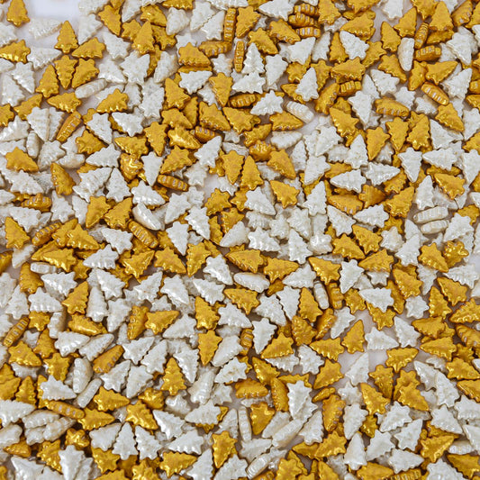 BULK Sprinks All I Want For Christmas Gold & Silver Tree Sprinkles 500g