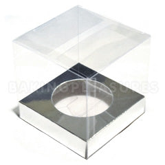 Clear Cupcake Boxes w Silver Insert 25pcs