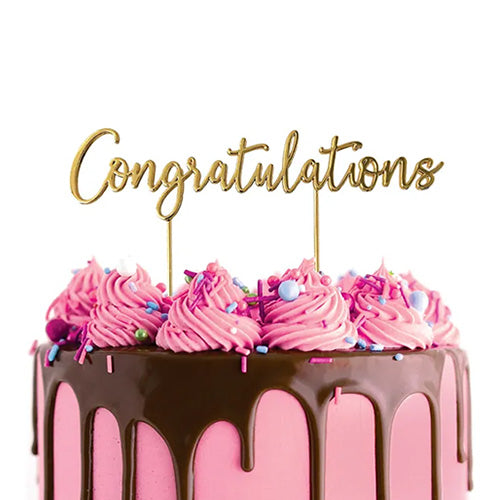 Congratulations Gold Metal Cake Topper