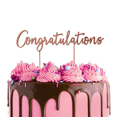 Congratulations Rose Gold Metal Cake Topper