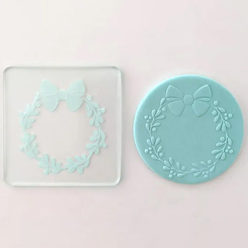 Cookie Embosser Stamp Christmas Wreath
