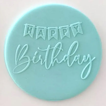 Cookie Debosser Stamp Happy Birthday Banner