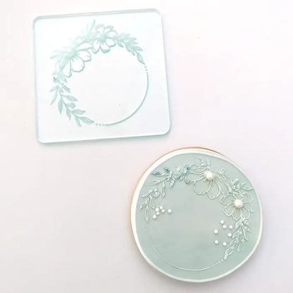 Floral Round Frame | Cookie Debosser Stamp