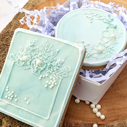 Floral Square Frame | Cookie Debosser Stamp