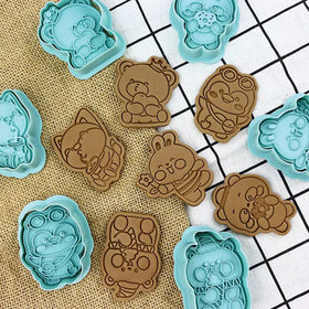 Cute Animals Cookie Cutter Embosser 6pcs