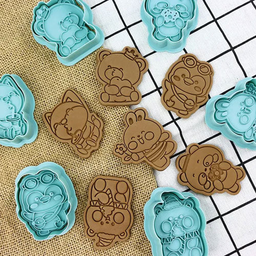 Cute Animals Cookie Cutter Embosser 6pcs