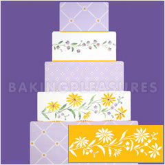 Daisy And Forget Me Not Side Cake Stencil