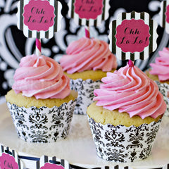 Damask Black/White Cupcake Wrappers 12pcs